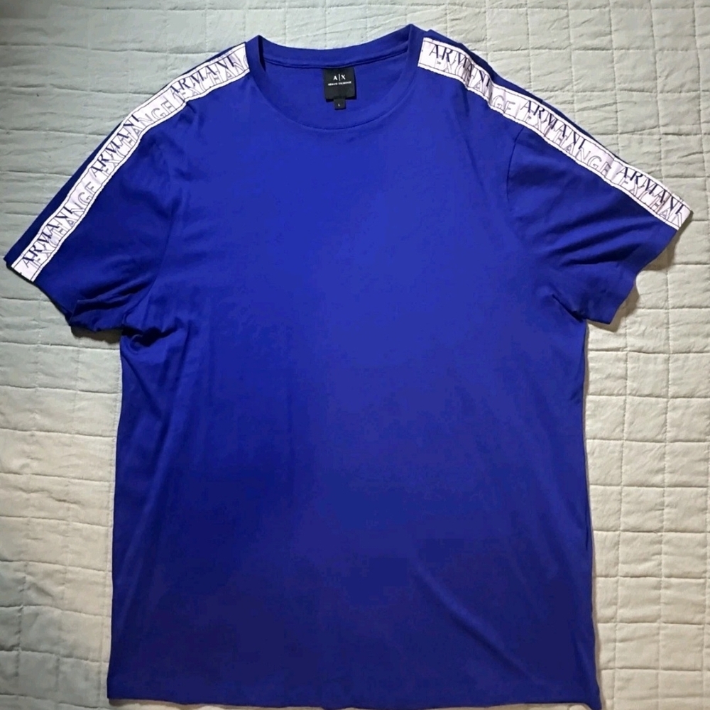 Armani Exchange Royal Blue Tee with Logo Accents